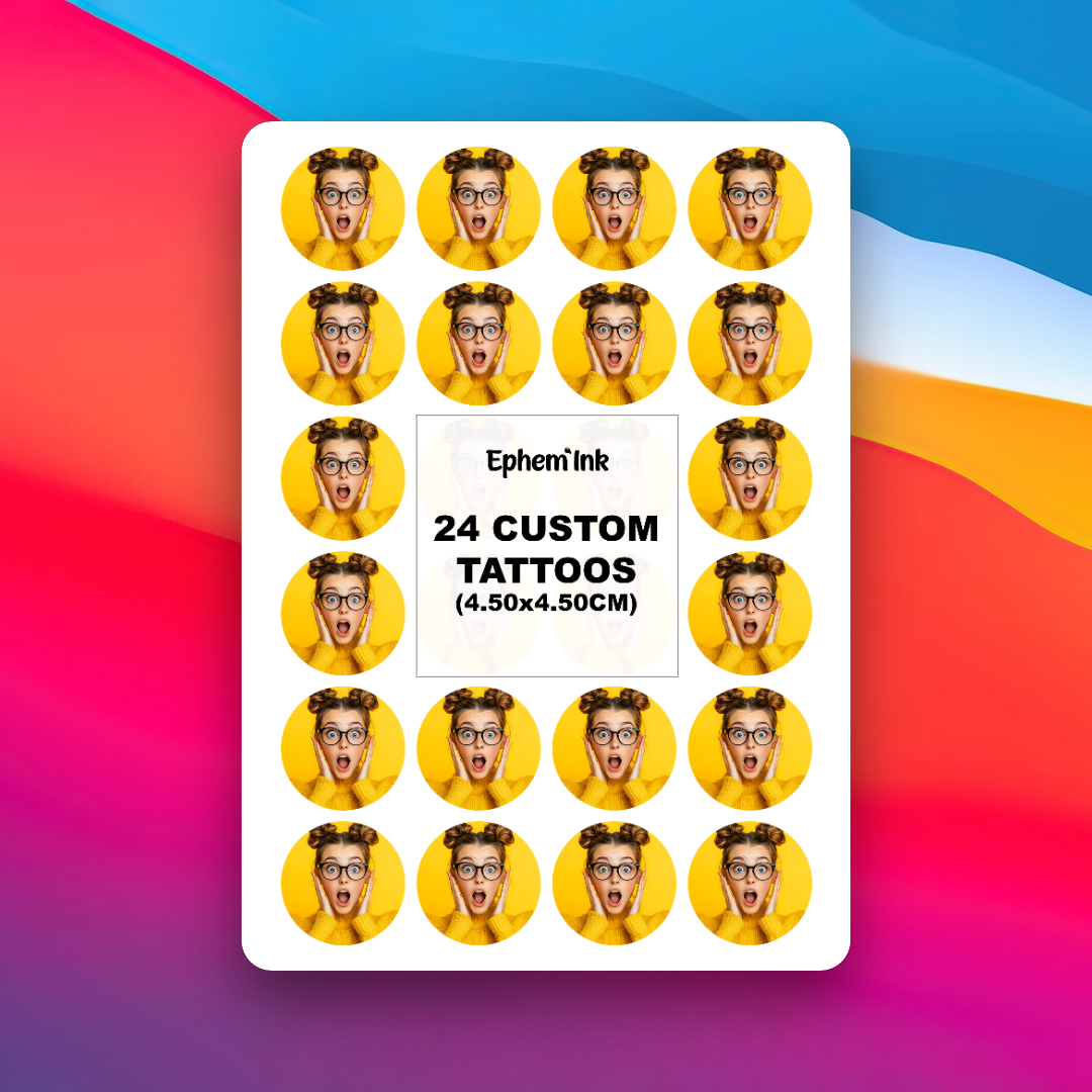 Tatouages Éphémères Personnalisés à Partir d'Une Photo (Lot de 35 ou 24)