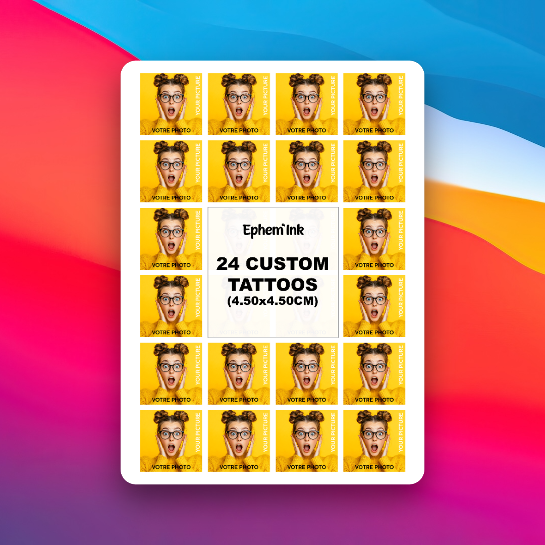 Tatouages Éphémères Personnalisés à Partir d'Une Photo (Lot de 35 ou 24)