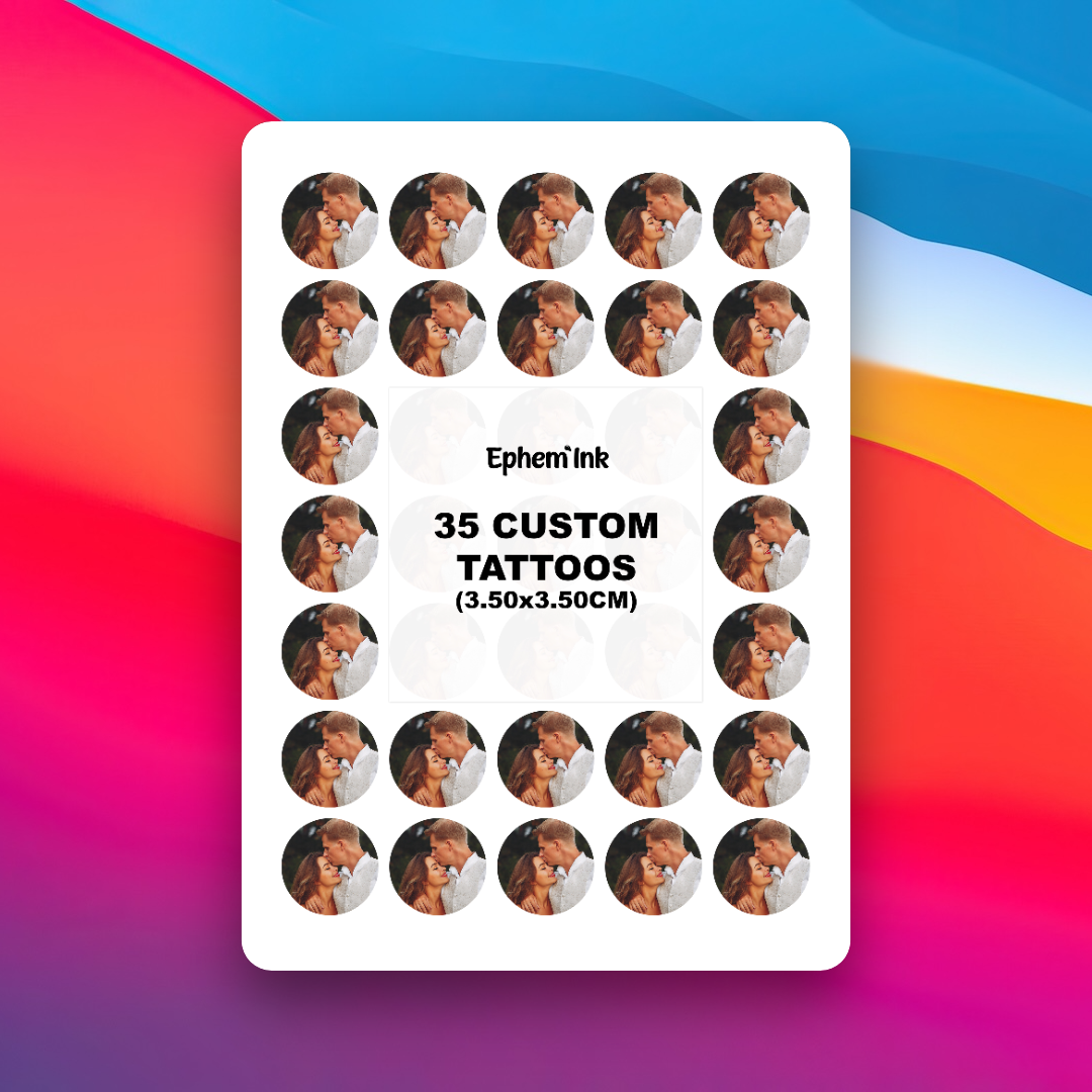 Tatouages Éphémères Personnalisés à Partir d'Une Photo (Lot de 35 ou 24)