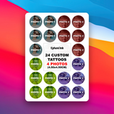 Tatouages Éphémères Personnalisés à Partir de 4 Photos (Lot de 24)