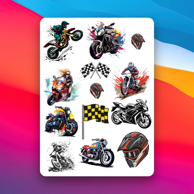 Moto Biker Temporary Tattoos - Temporary Tattoos [A6]