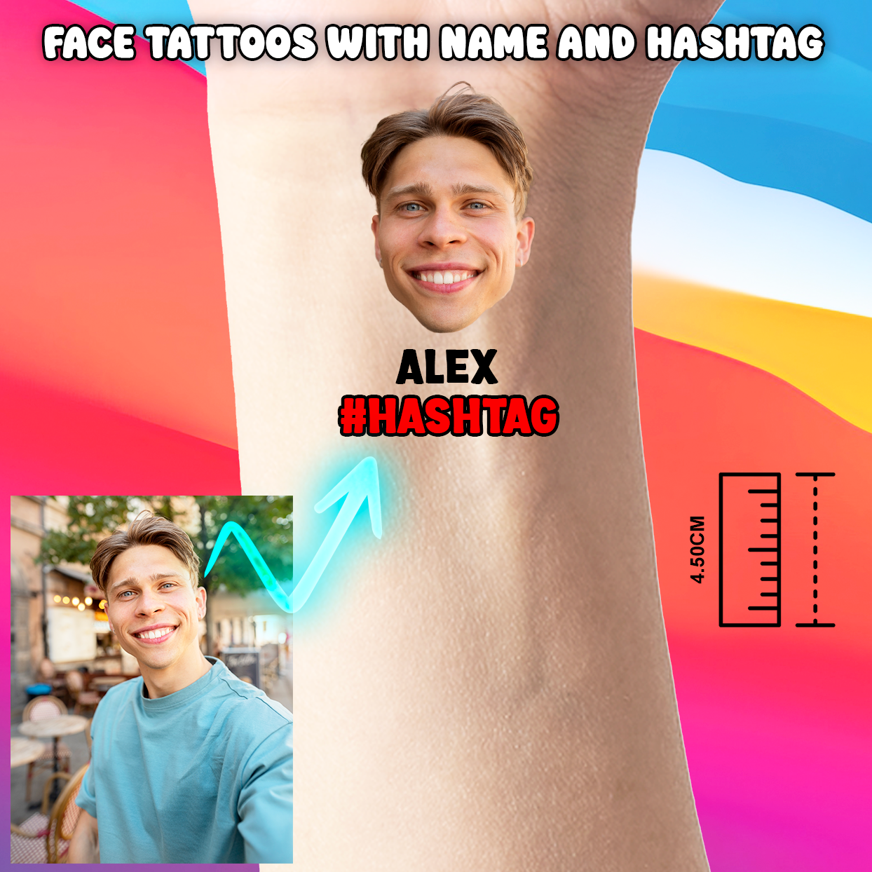 Tatouage Temporaire Personnalisé - Cadeaux de Fête Anniversaires et Jeux EVJF ou Mariage (Lot de 6)