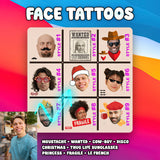 Set of 24 Custom Temporary Tattoos - Your Face and Accessories from Photo - 9 Styles to Choose From - Temporary Tattoos